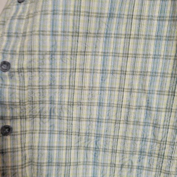 Exofficio Hiking Short Sleeve Button Down Blue Green Plaid Medium - Picture 8 of 10